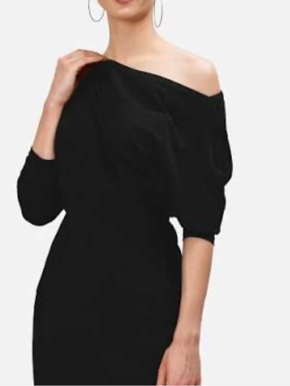 eShakti Asymmetrical Black One-Shoulder Dress